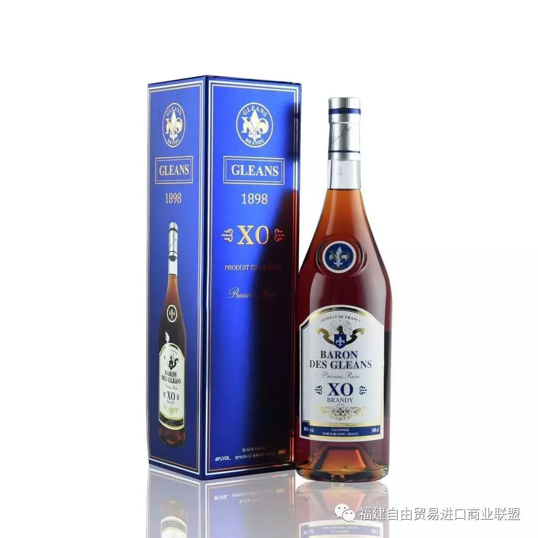 法國-格蘭斯藍帶瓶XO白蘭地，原裝原瓶進口,1000ML 裝，酒精度：40％VOL